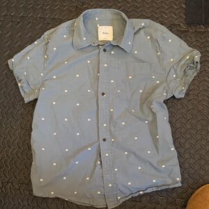 Katin Light Blue Short-Sleeve Button-Down Shirt with White Dot Print